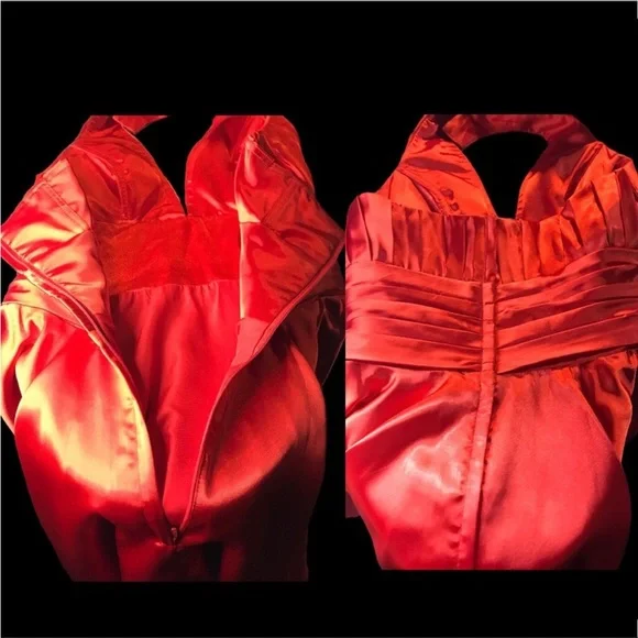 Vintage red satin halter dress for pinup girl, Marilyn. - Picture 4 of 4